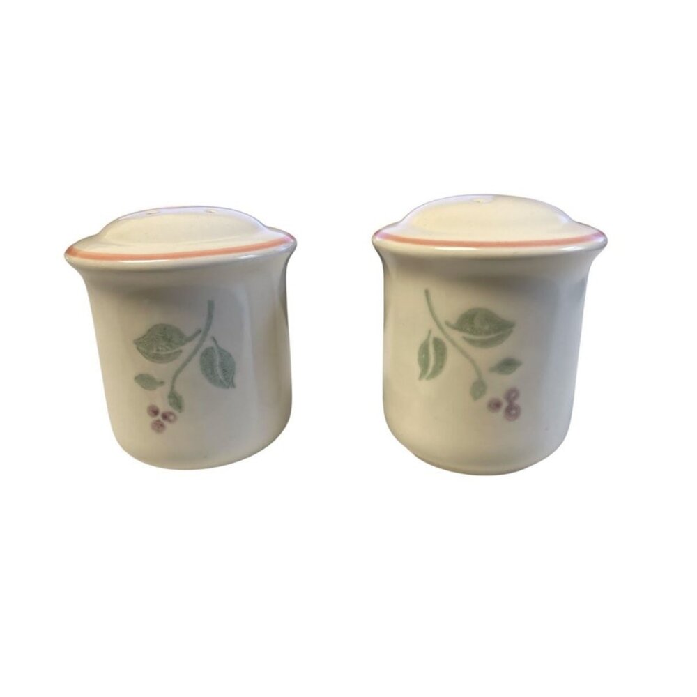 Pfaltzgraff Vintage Ceramic Salt & Pepper Shakers With Floral Berry Design - Set